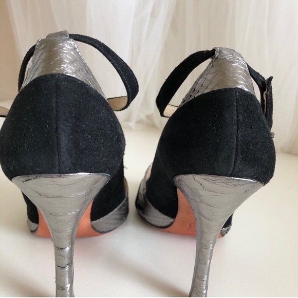 AlexandreBirmanPythonSuede ArtDeco Gatsby Tango T-Strap Heels - Picture 11 of 16